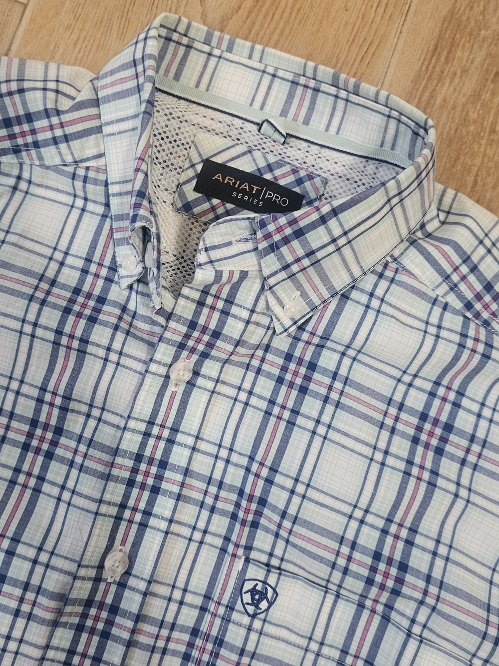 Ariat Pro Series Men's Blue Plaid Button-Down Shirt, Men's Medium